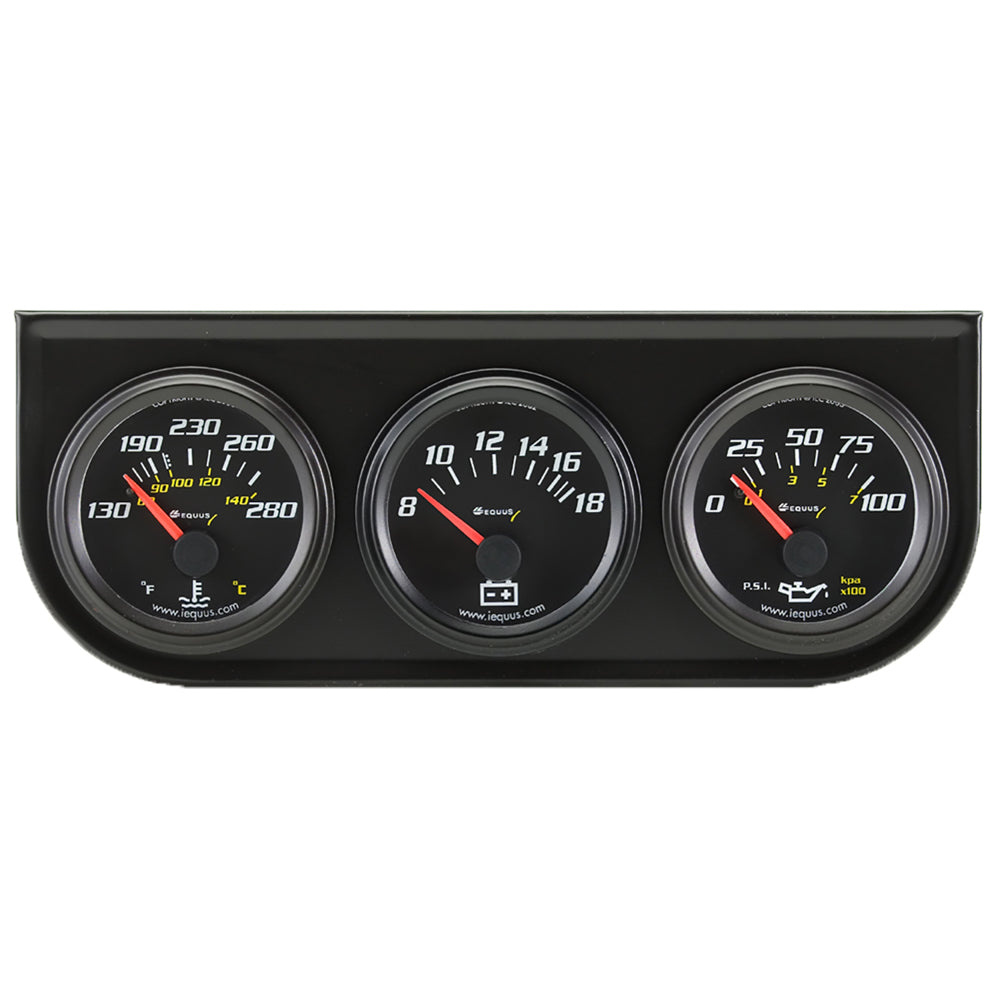 Equus 2.0 Dia Triple Gauge Set w/Black Panel EQUE6200