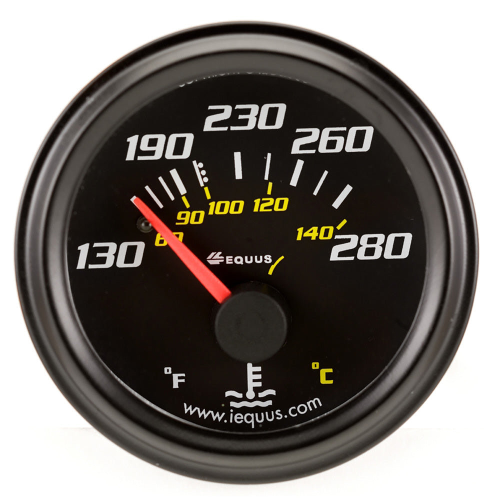 Equus 2.0 Dia Water Temp Gauge Black 130-280 EQUE6232