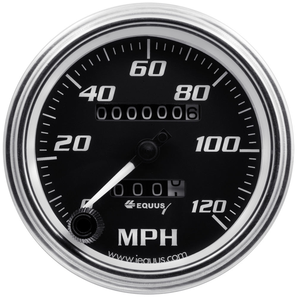 Equus 3-3/8 Dia Speedometer 0-120 MPH Chrome Mech EQUE7072