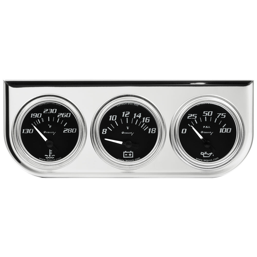 Equus 2.0 Dia Triple Gauge Set w/Chrome Panel EQUE7200