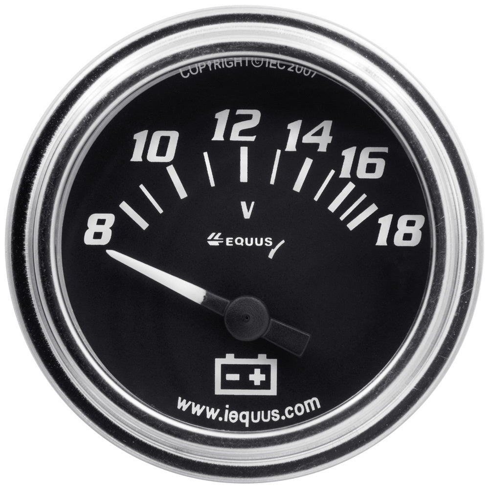 Equus 2.0 Dia Voltmeter Gauge Chrome 8-18 Volts EQUE7268