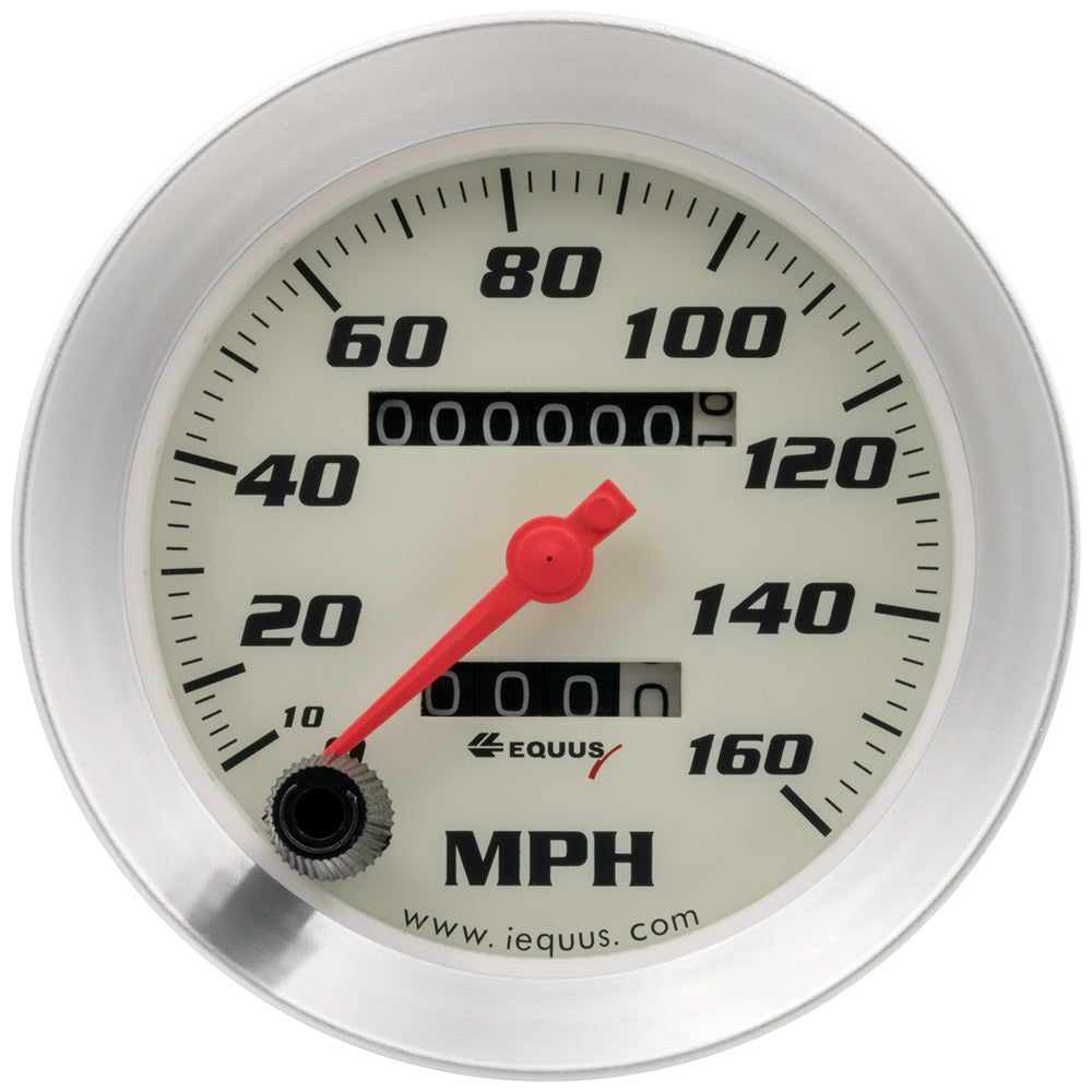 Equus 3-3/8 Dia Speedometer 0-160 MPH Silver EQUE8076