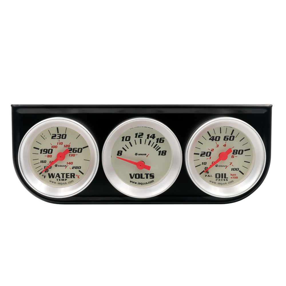 Equus 1-1/2 Dia Triple Gauge Set w/Black Panel EQUE8100