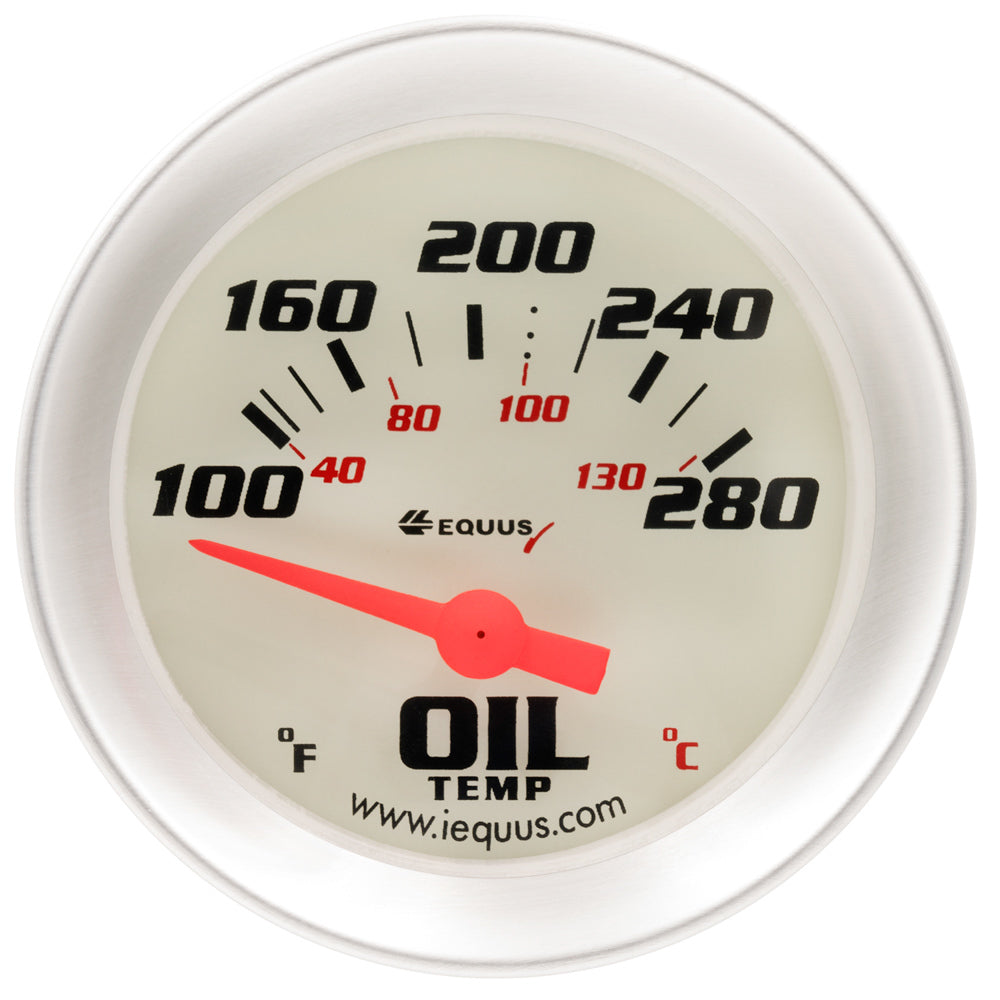 Equus 2.0 Dia Oil Temp Gauge Silver 100-280 EQUE8243