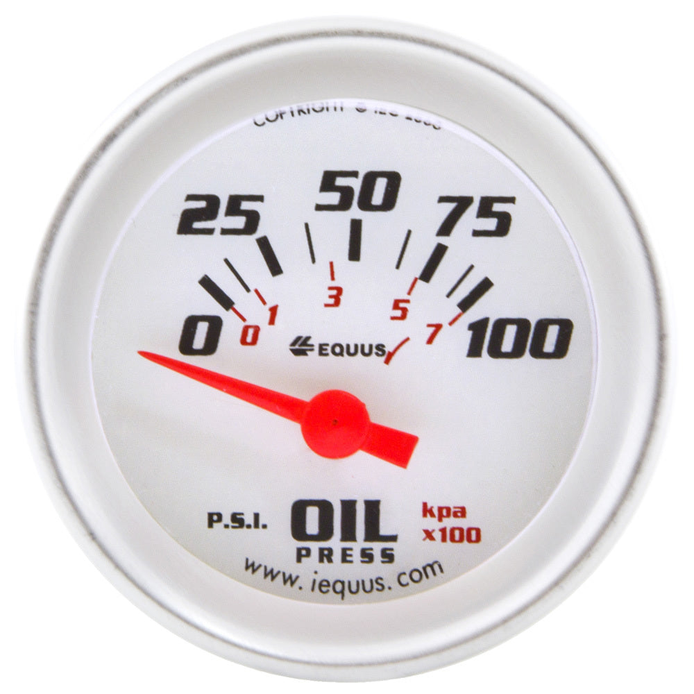 Equus 2.0 Dia Oil Pressure Gauge Silver 0-100psi EQUE8264