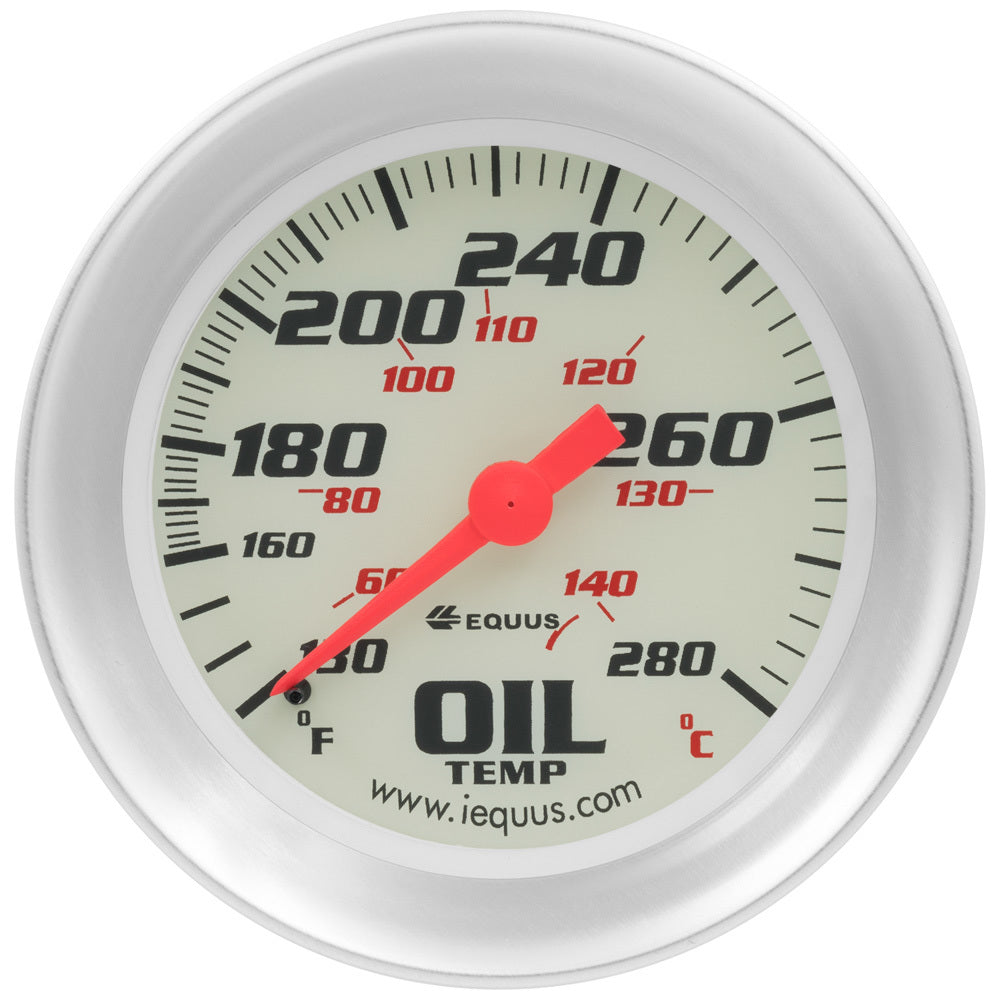 Equus 2-5/8 Dia Oil Temp Gauge Silver 130-280 EQUE8443