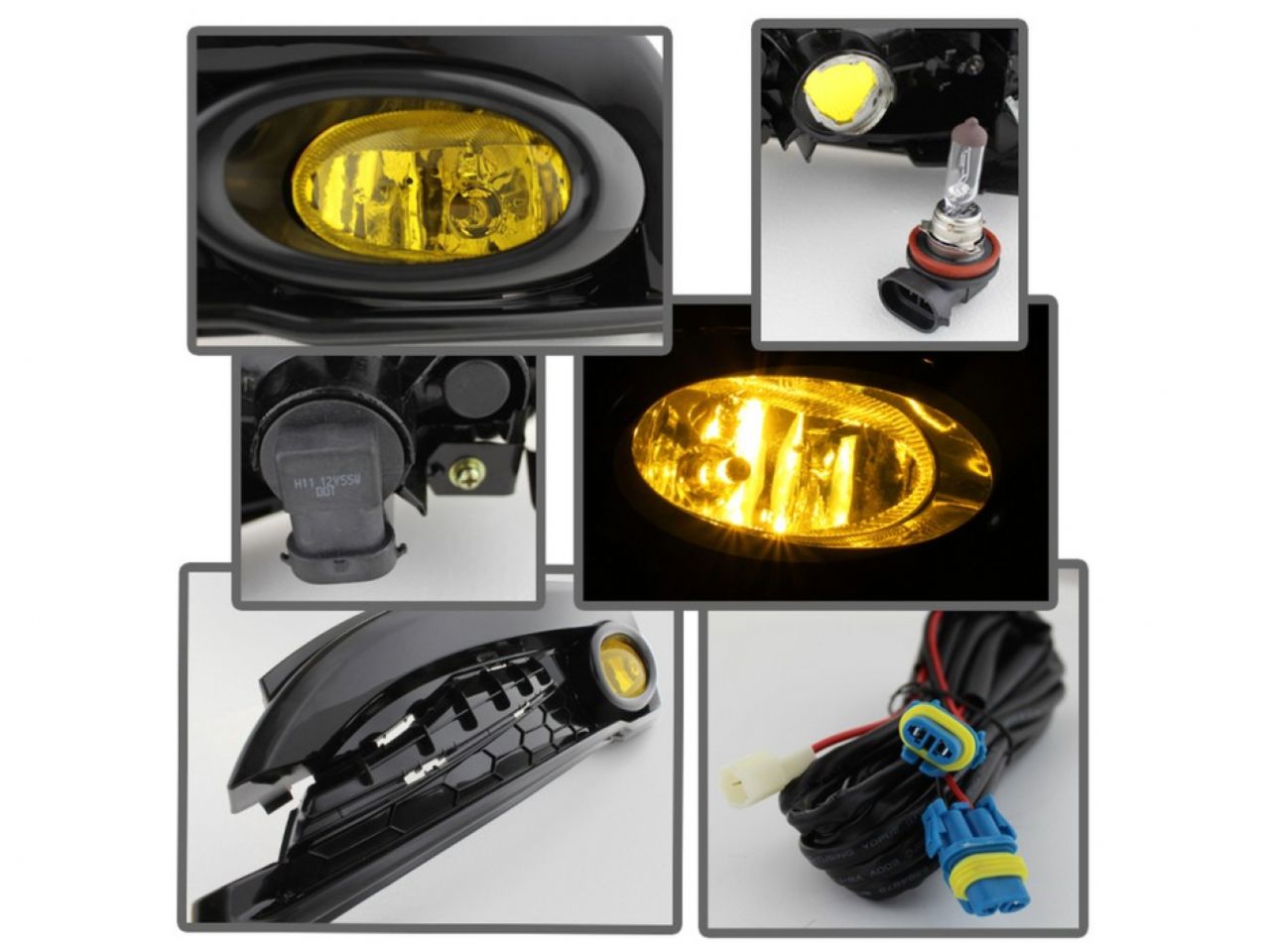 Spyder Honda Civic 2013-2015 4dr OEM Fog Light W/Switch - Yellow