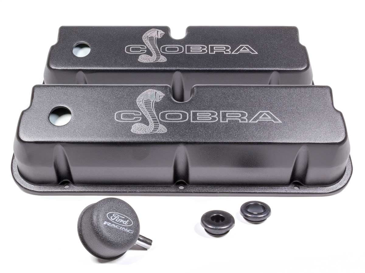 Ford SBF Valve Covers w/Cobra Logo Black FRDM6582-LE302SBK