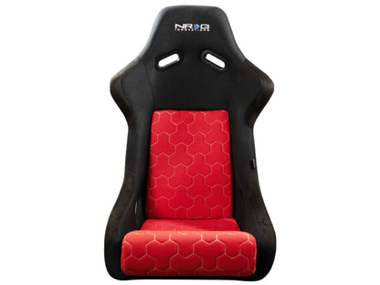 NRG FRP Bucket Seat Cushion- White Stitching Hex Geometric 3 pcs