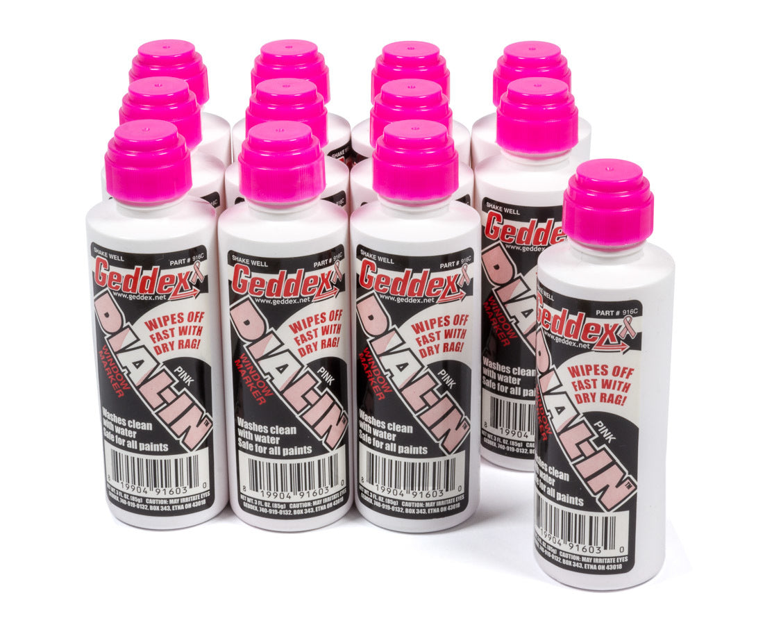 Geddex Dial-In Window Marker Pink Case 12x3oz Bottle GDX916C12