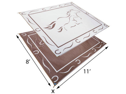 Mings Mark Horses Mat Brown/White 8'X11'
