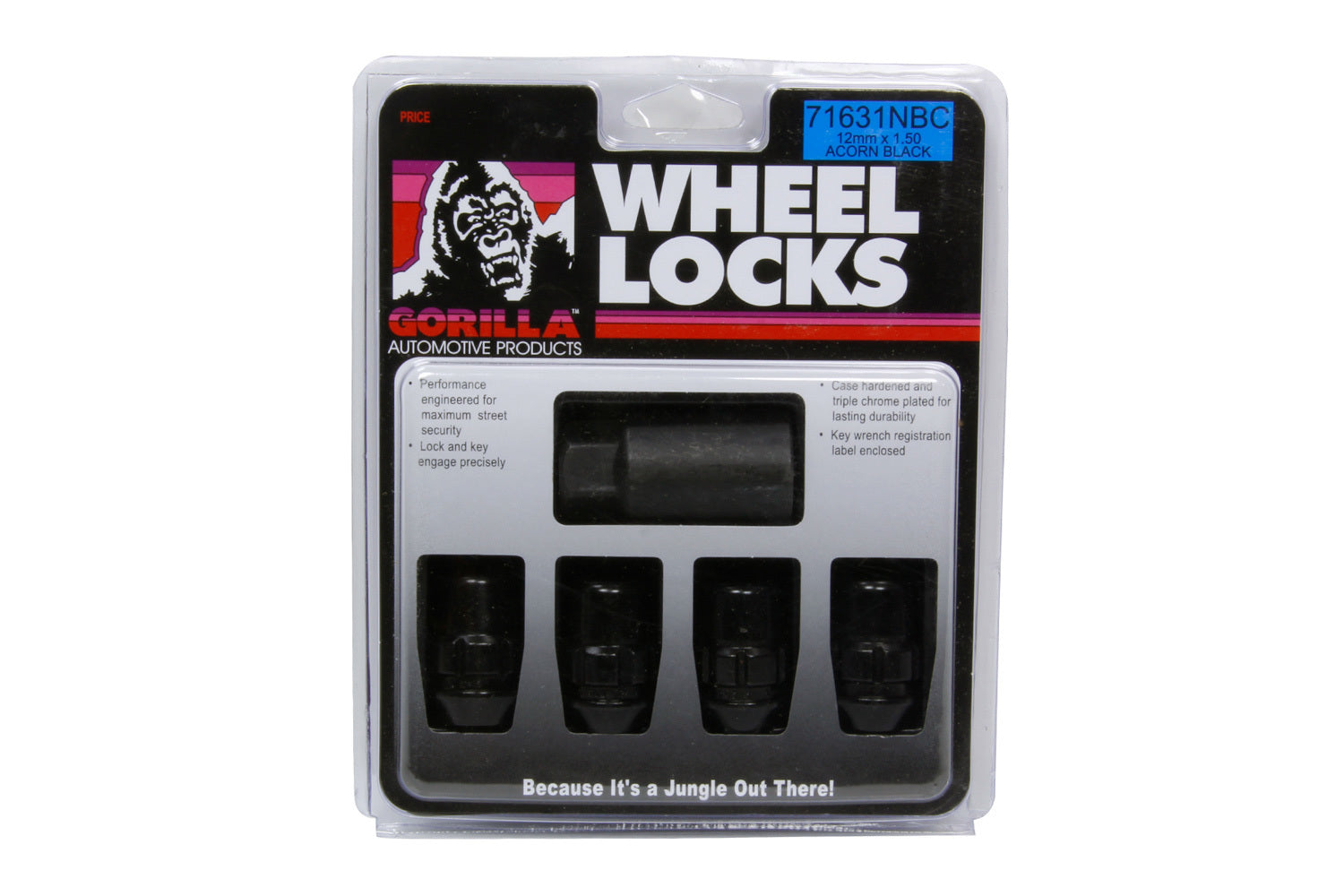 Gorilla 4 Wheel Locks 12mm x 1.5 Black Chrome GOR71631NBC