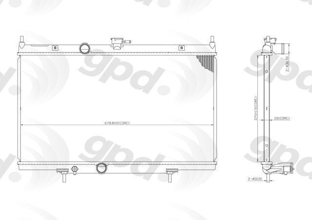 Global Parts Distributors LLC Radiator  top view frsport 13020C