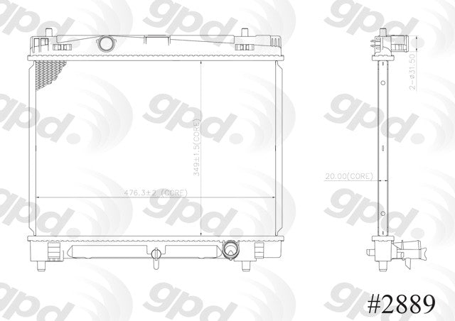 Global Parts Distributors LLC Radiator  top view frsport 2889