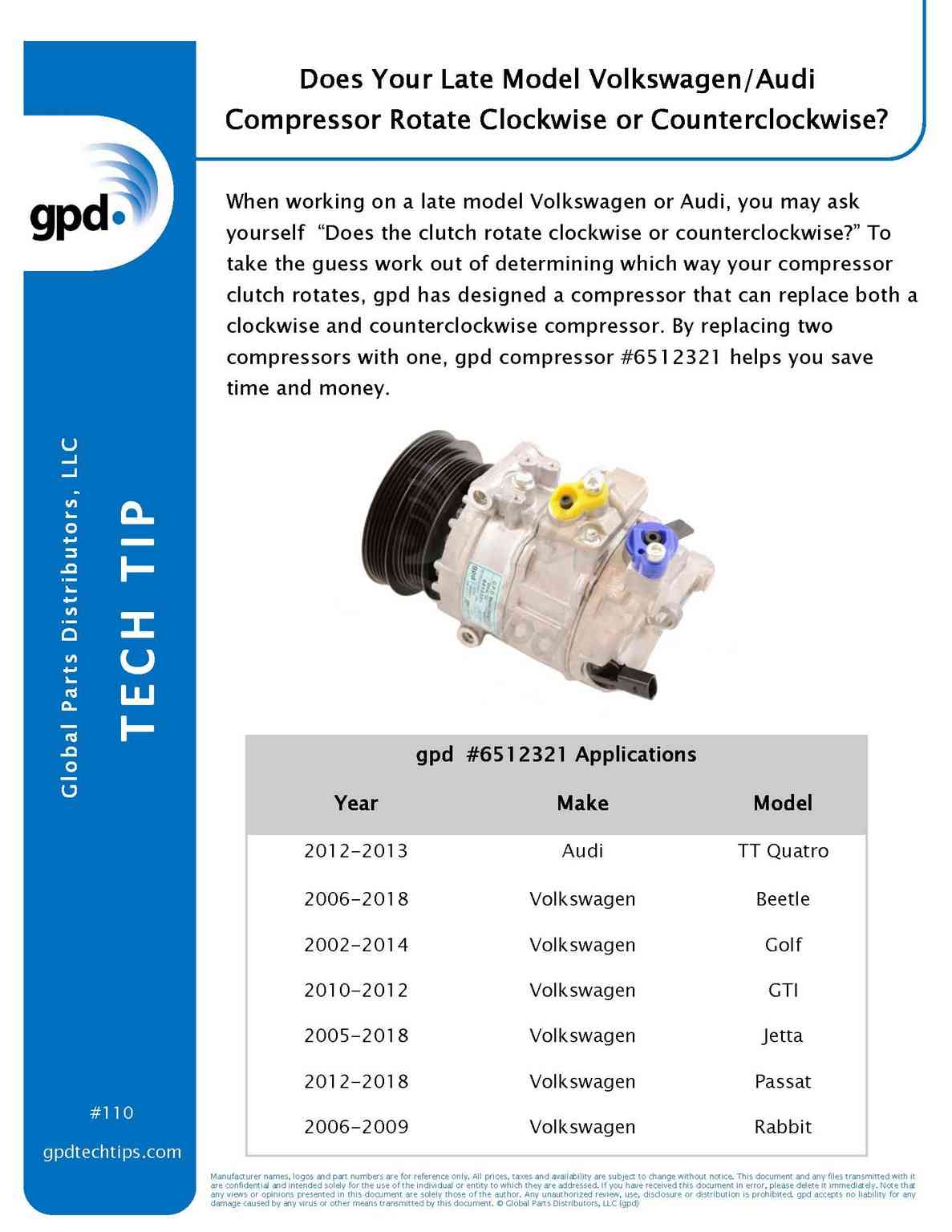 global parts distributors llc a/c compressor  frsport 6512321