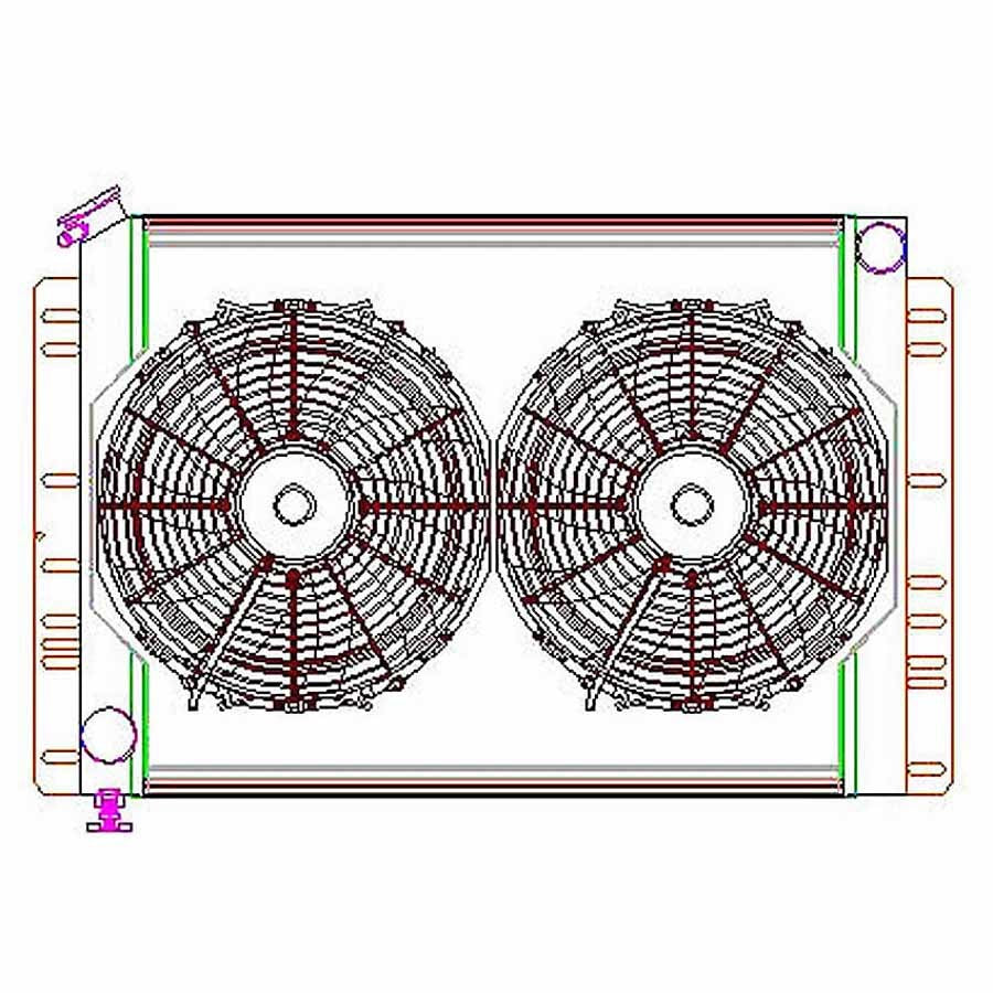 Griffin Radiator Combo Unit 60 - 88 Mopar A / B & E Body GRICU00038