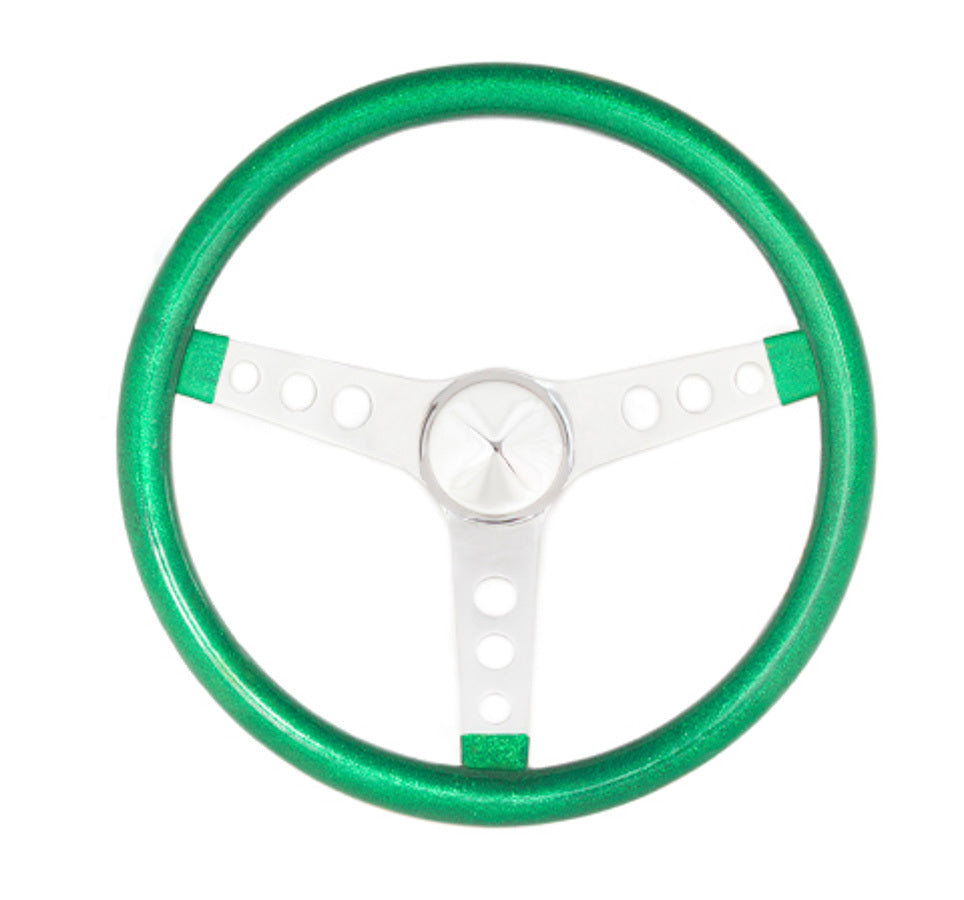 Grant Steering Wheel Mtl Flake Green/Spoke Chrm 13.5 GRT8442