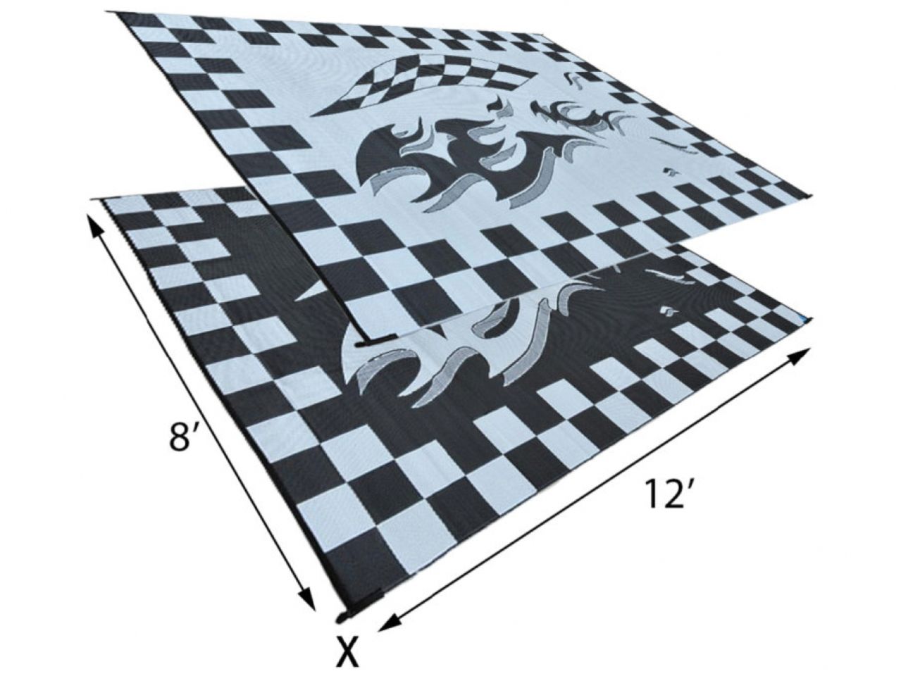 Mings Mark Checkered Mat 8X12 Black/Flag