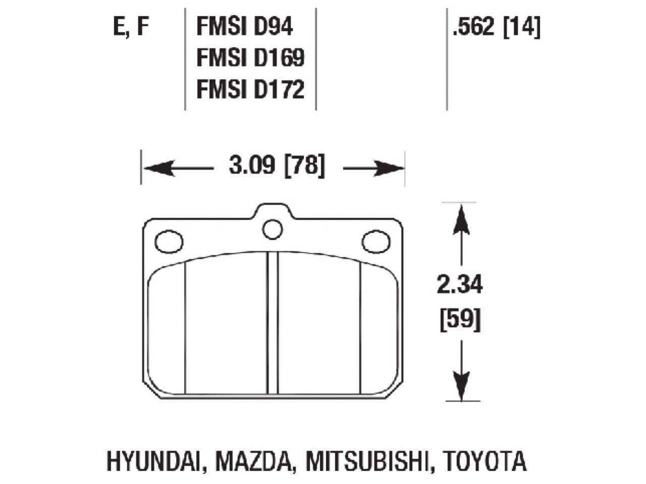 Hawk Brake Pads HB156F.562 Item Image