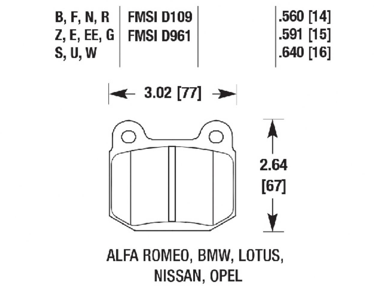 Hawk Brake Pads HB180EE.560 Item Image