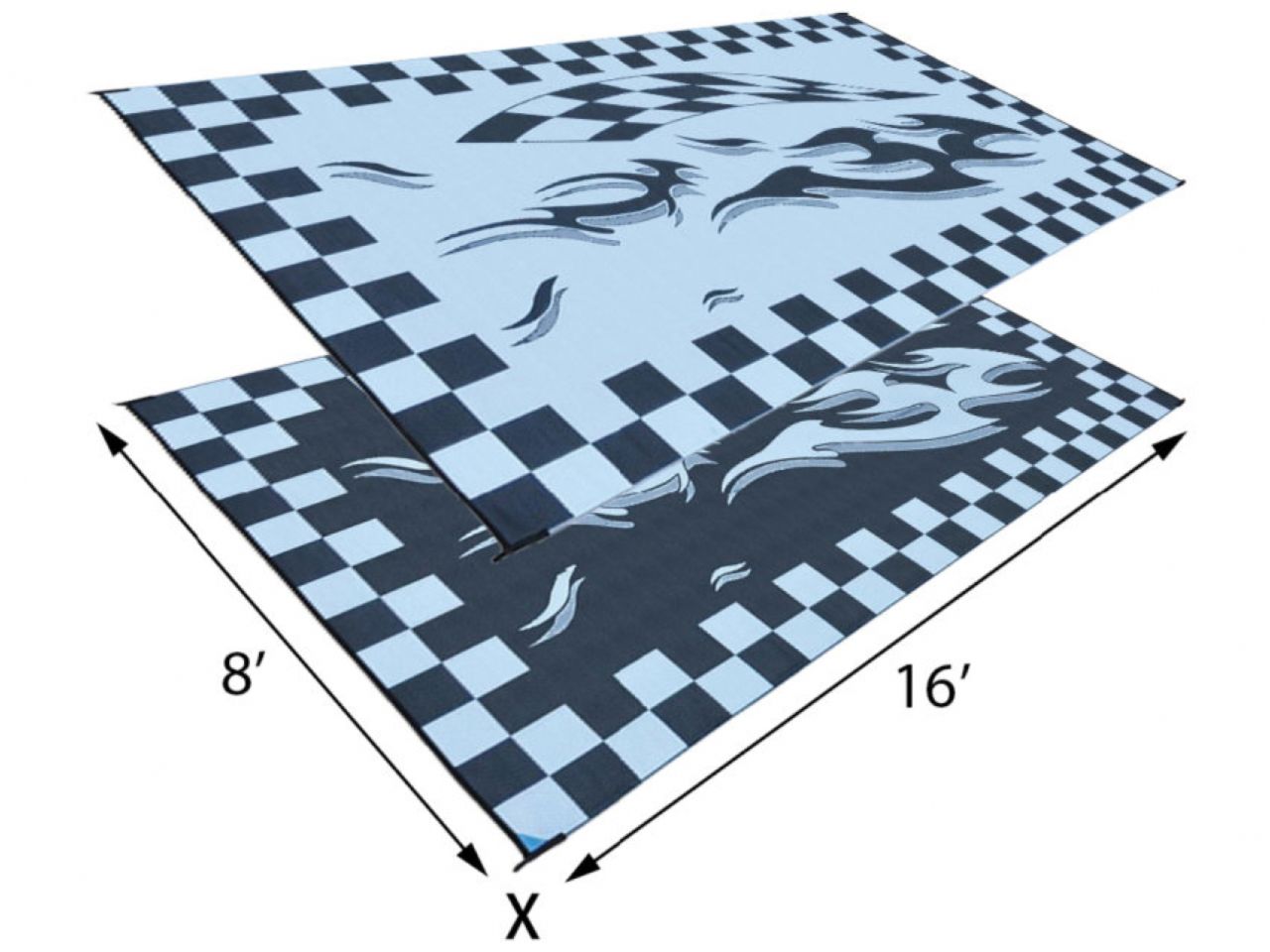 Mings Mark Checkered Mat 8X16 Black/Flag
