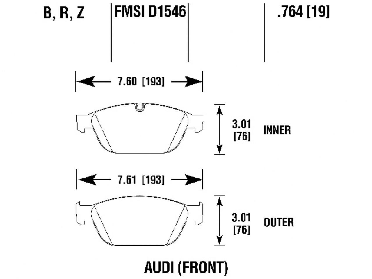 Hawk Brake Pads HB822Z.764 Item Image