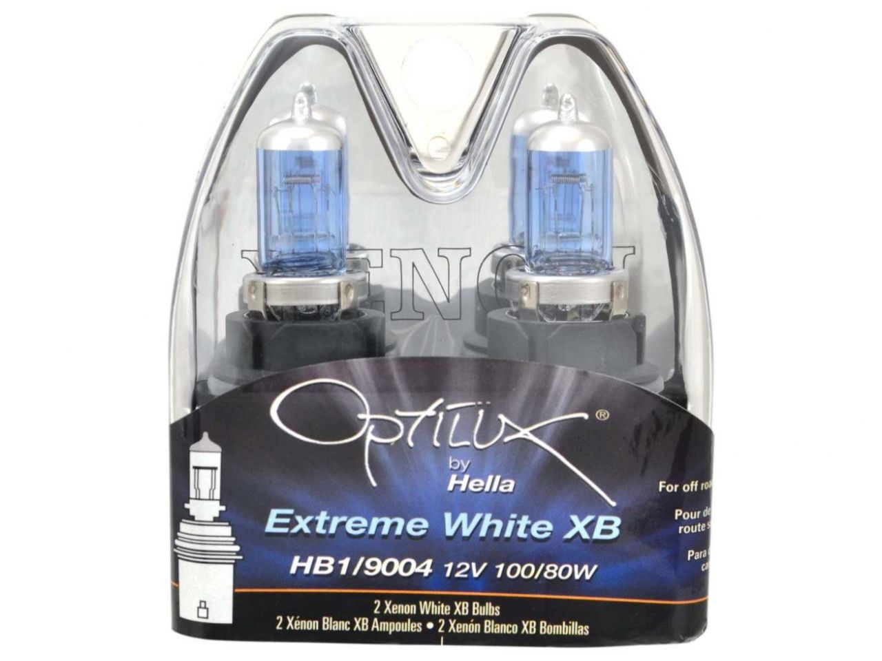 Hella Bulbs: Optilux Xenon White XB Bulb;12 Volt;100/80 Watt;9004 Bulb