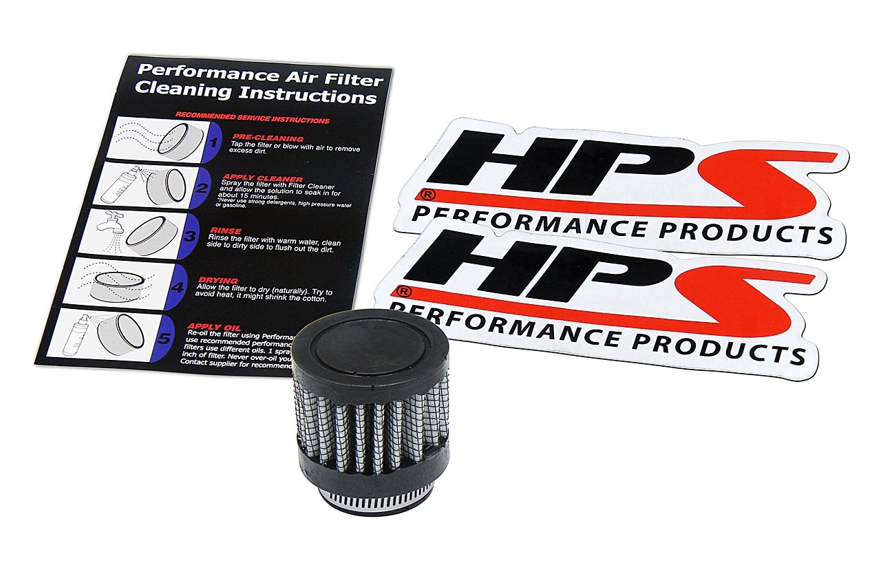 HPS Performance Crankcase Vent Air Filter Breather 1" ID, 2" Overall Length