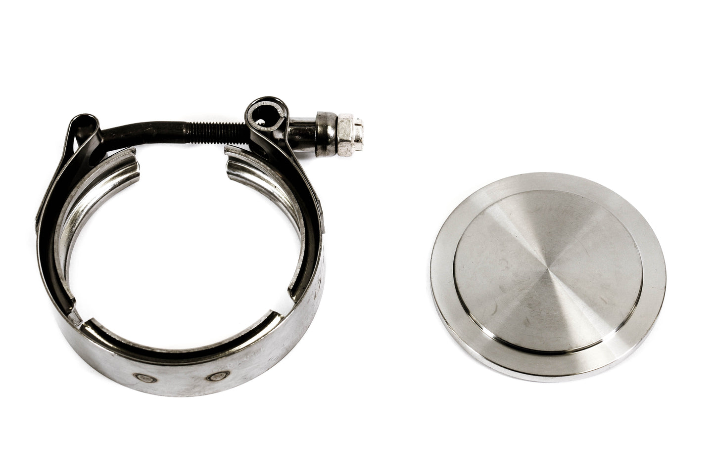 PrivateLabelMfg Block Off Flange & V-Band Clamp For Tial 44mm MVR Wastegate EWG