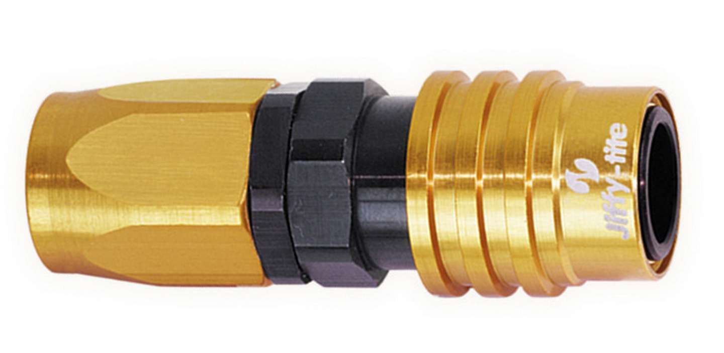 Jiffy-Tite Q/R #6 Straight Hose End Gold/Black JFT31606