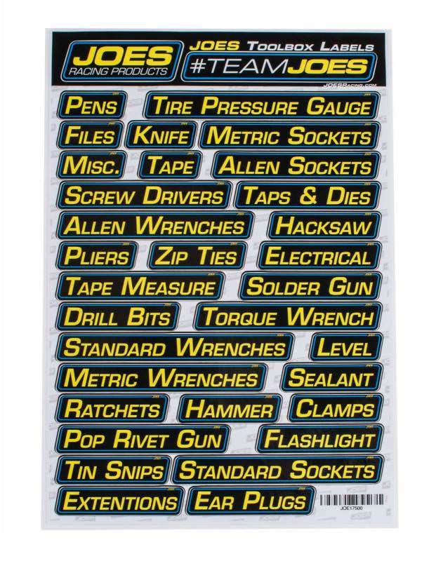 Joes Racing Products Labels Toolbox JOE17500