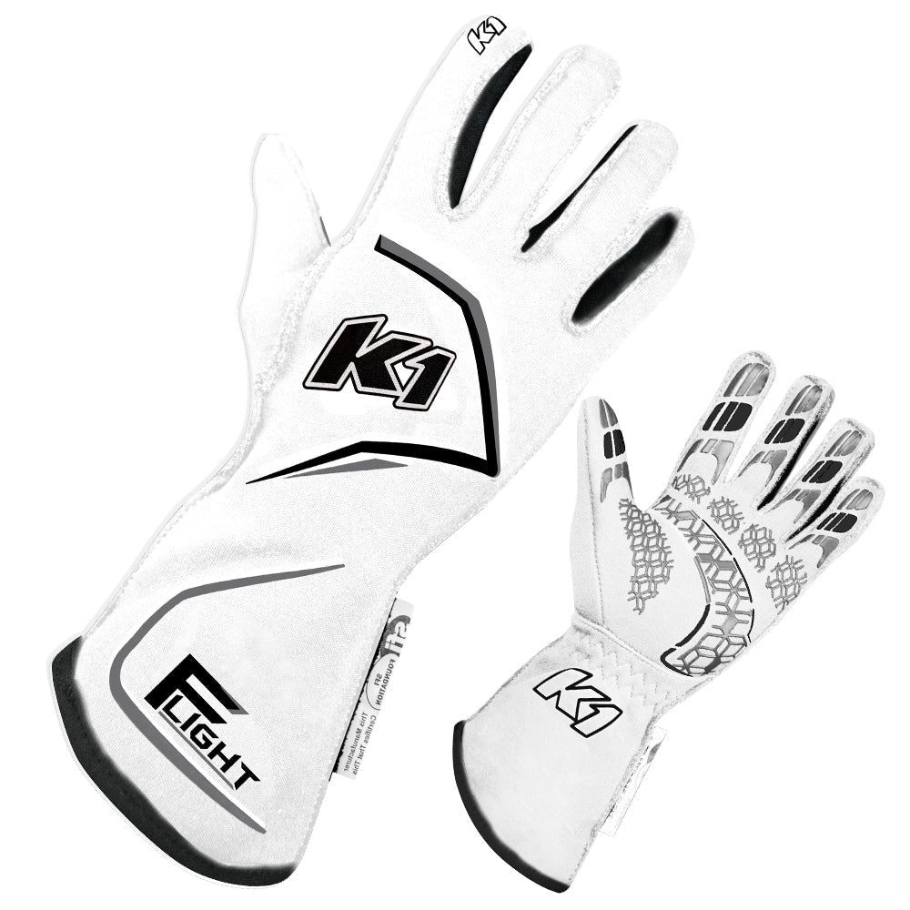 K1 Racegear Gloves Flight Large White K1R23-FLT-WG-L