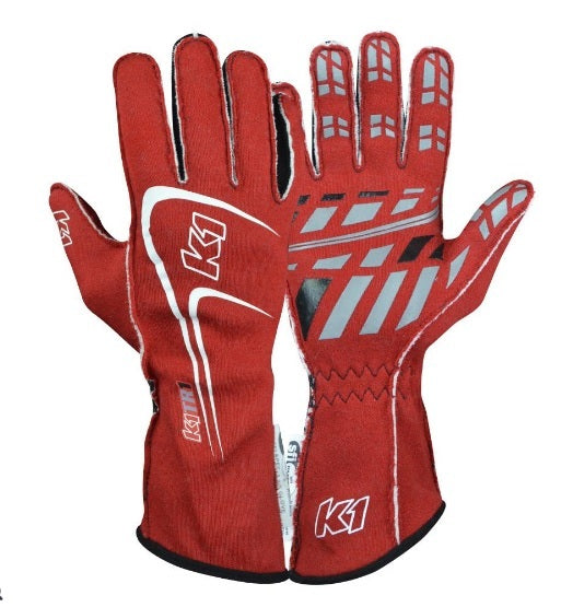 K1 Racegear Glove Track1 Red Large SFI 5 K1R23-TR1-R-L