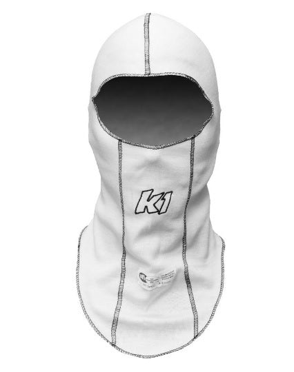 K1 Racegear Balaclava Head Sock White Single Layer K1R26-SLH-W