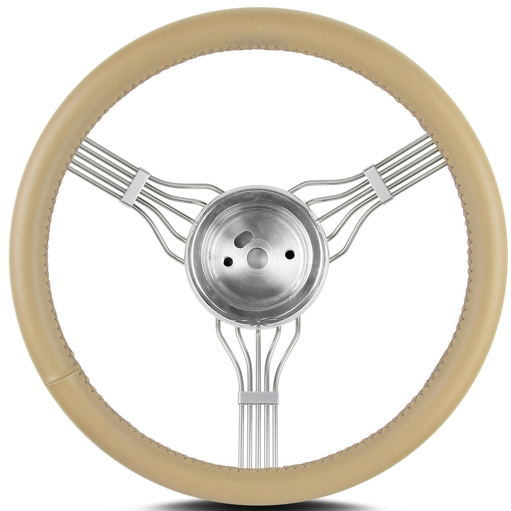 Lecarra Steering Wheels Steering Wheel Newstalgi c Banjo Pol. w/Tan Wrap LEC55309