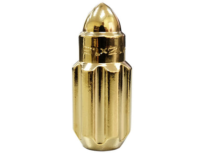 NRG M12 x 1.25 Steel Lug Nut Set  Bullet Shape 21 pc Chrome Gold