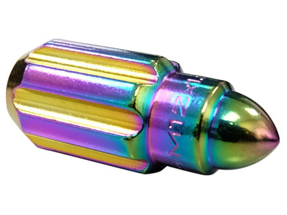 NRG M12 x 1.25 Steel Lug Nut Set  Bullet Shape 21 pc Neochrome W/ Lock Key