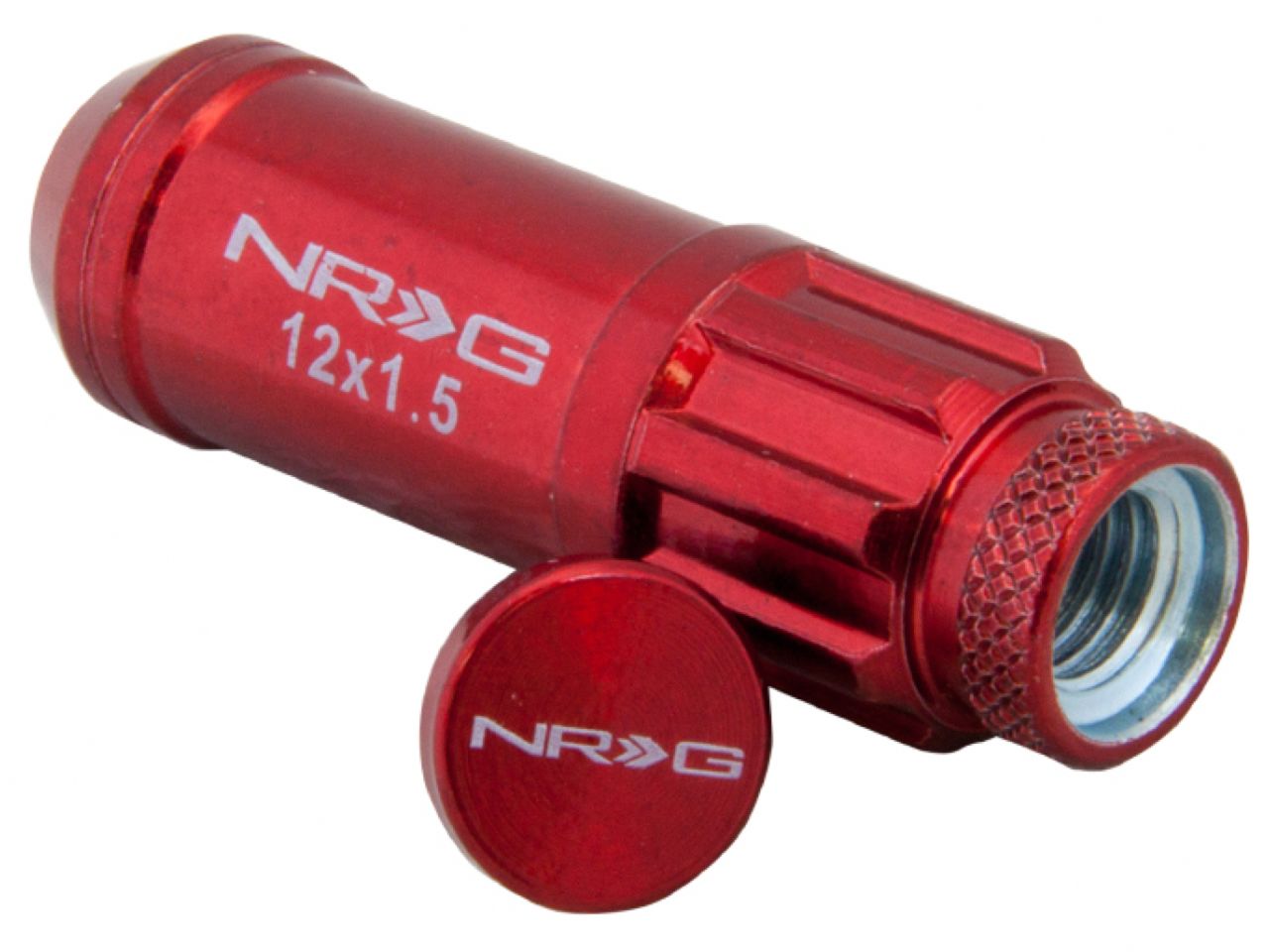 NRG New Steel Lug Nut M12 x 1.5 w/ Dust Cap Cover Set 21 pc Red w/ Locks