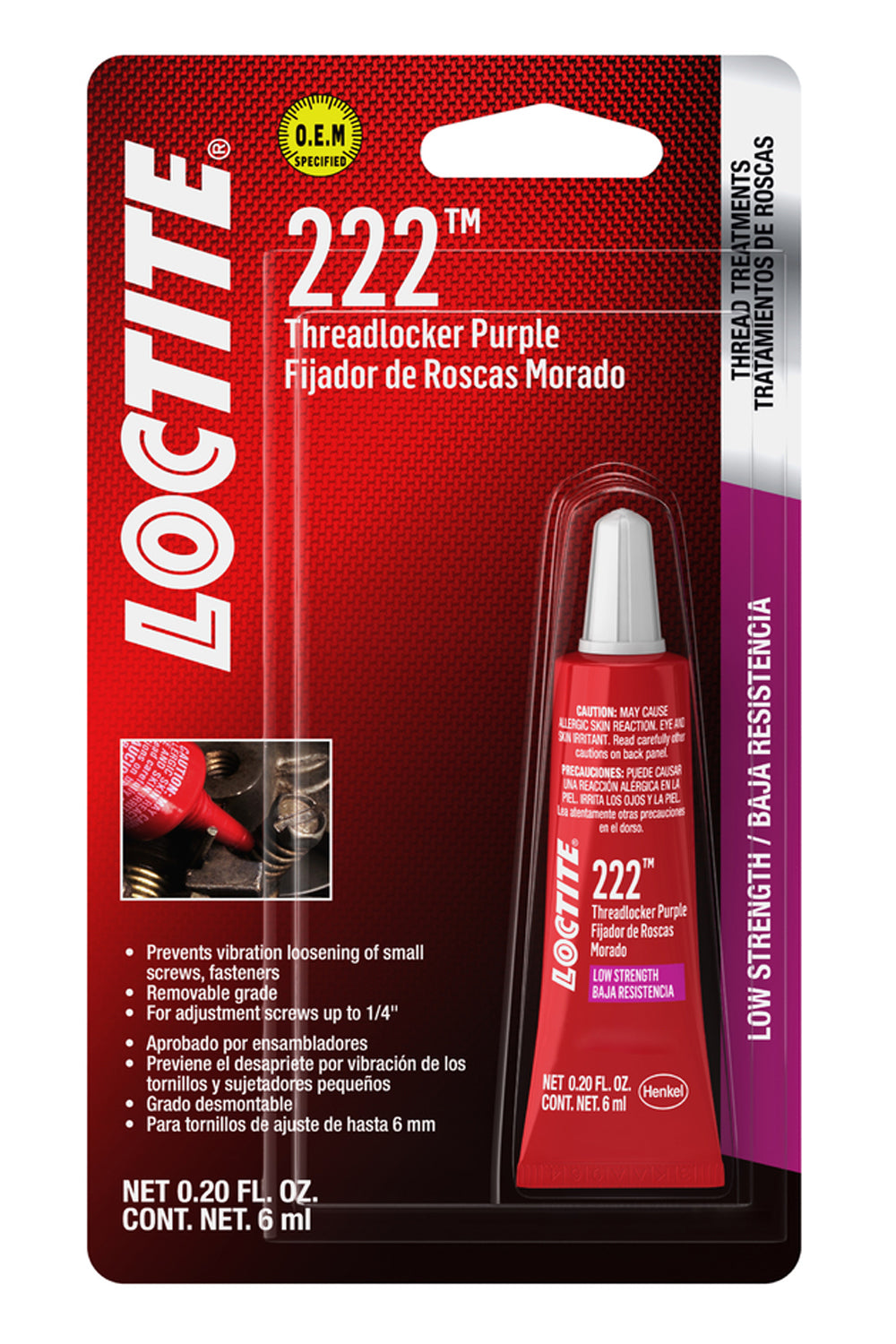 Loctite Threadlocker 222 Low Str ength Purple 6ml LOC555339
