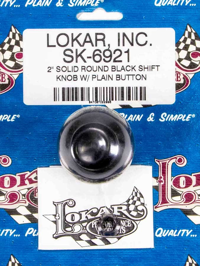 Lokar 2in Shift Knob Solid Round Black w/Button LOKSK-6921