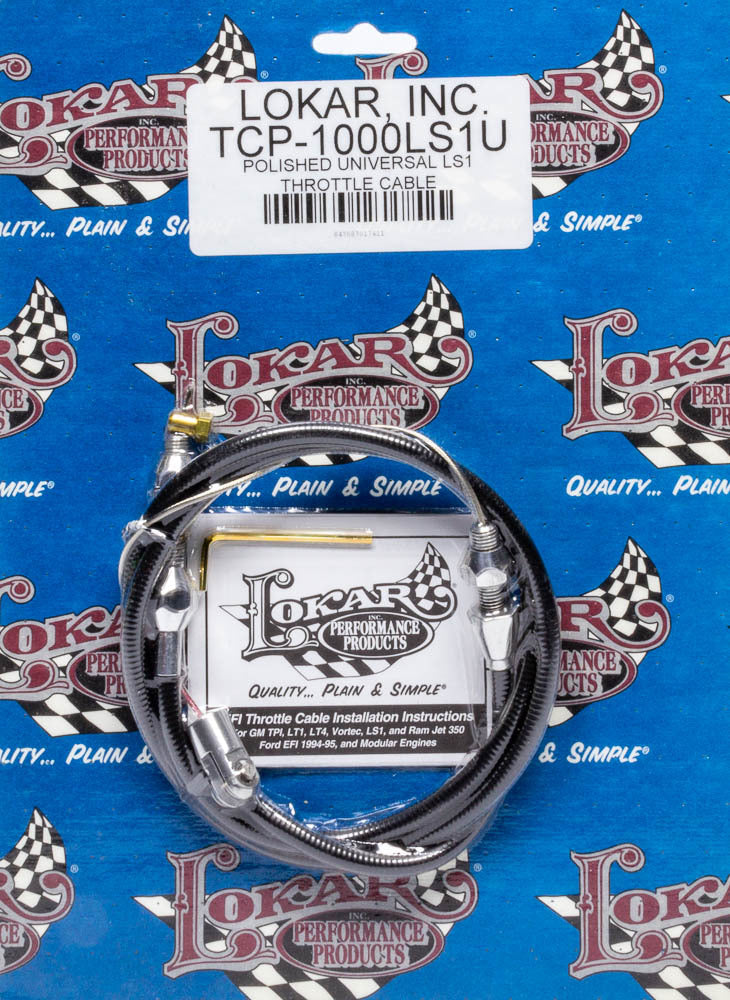 Lokar Polished Universal Throt tle Cable LS Engine LOKTCP-1000LS1U