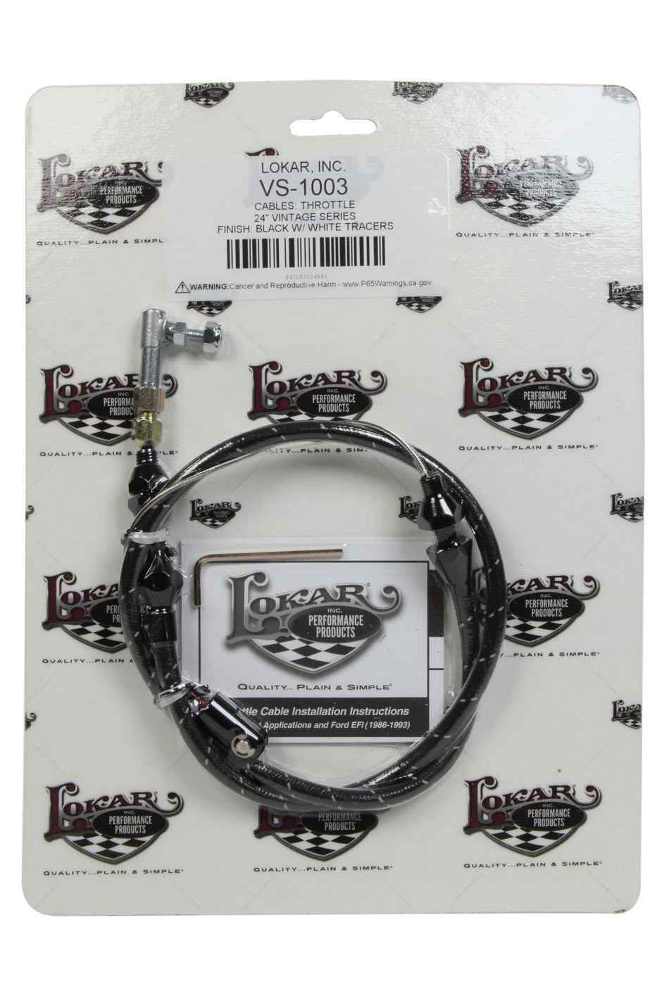 Lokar VS Throttle Cable Black Black Wrap w/ White Trac LOKVS-1003