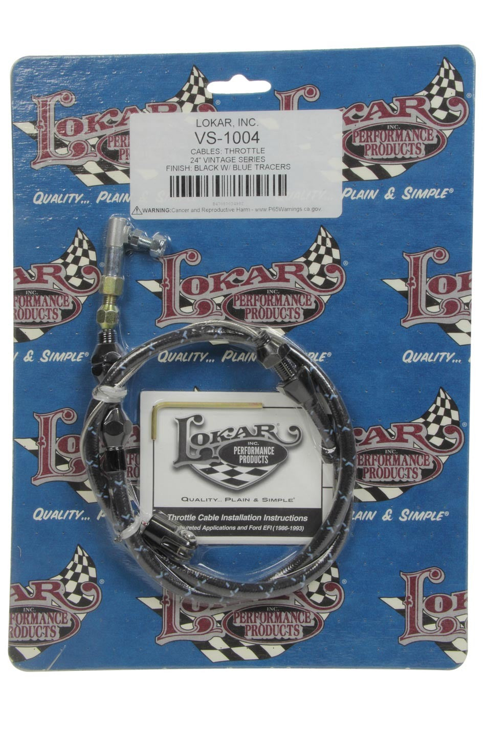 Lokar VS Throttle Cable Black Black Wrap w/ Blue Trace LOKVS-1004