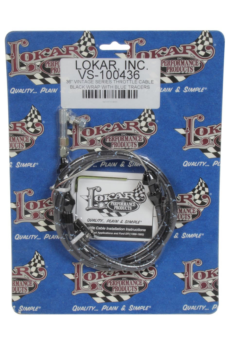 Lokar VS Throttle Cable Black Black Wrap w/ Blue Trace LOKVS-100436