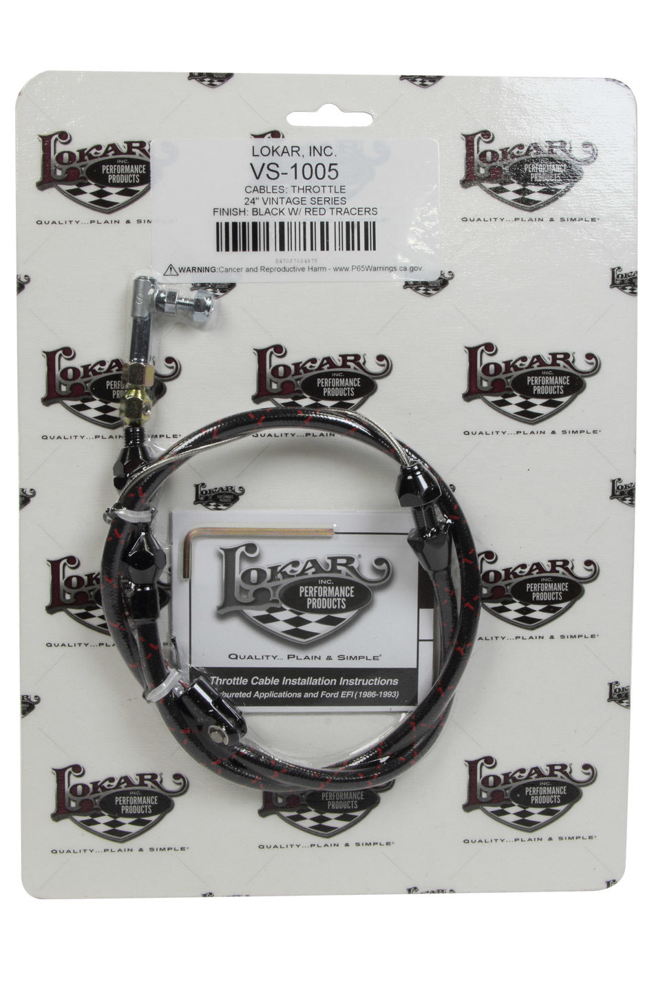 Lokar VS Throttle Cable Black Black Wrap w/ Red Tracer LOKVS-1005