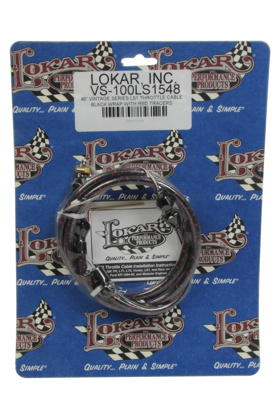 Lokar VS Throttle Cable Black Black Wrap w/ Red Tracer LOKVS-100LS1548