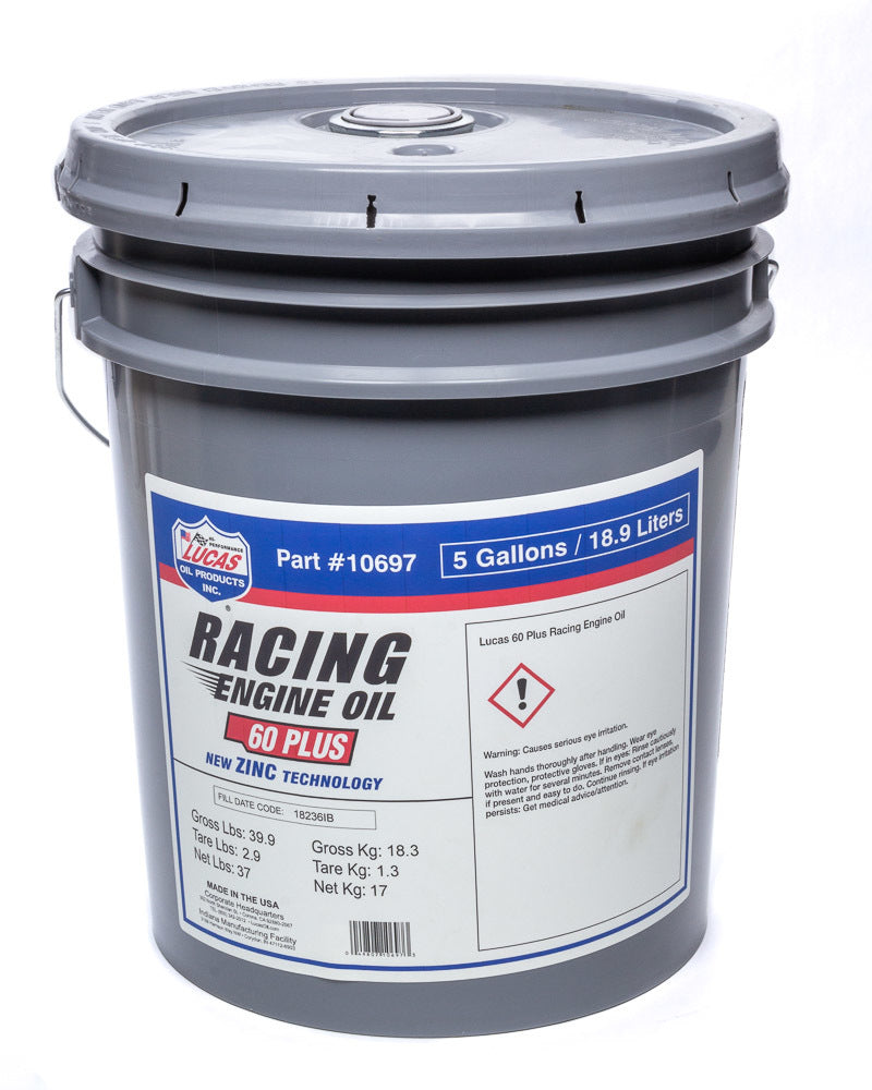 Lucas Oil SAE 60 Plus Racing Motor Oil 5 Gallon Pail LUC10697