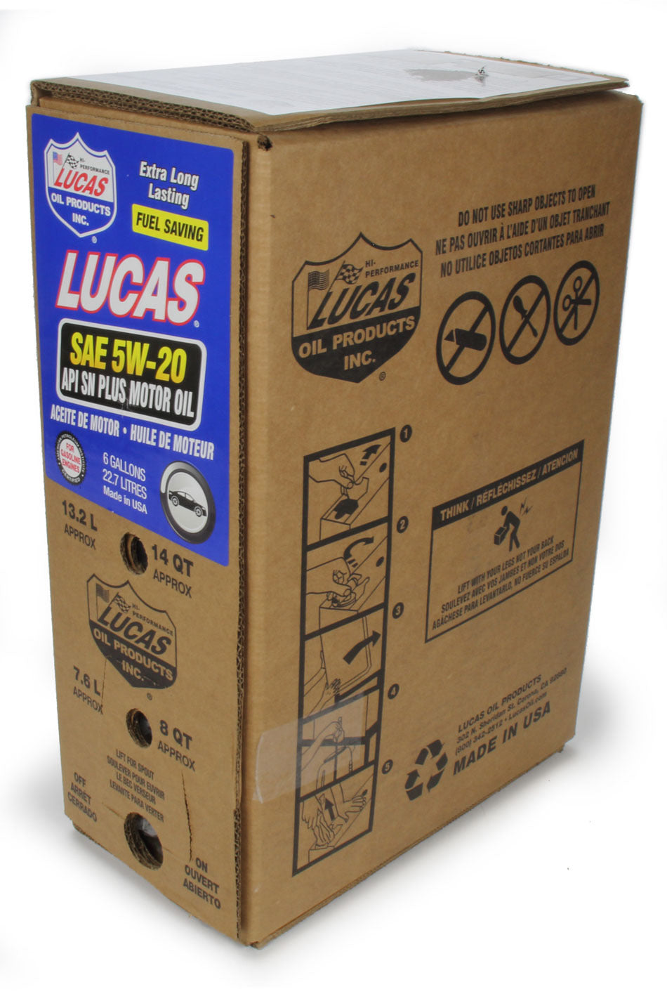 Lucas Oil SAE 5W20 Motor Oil 6 Gallon Bag In Box LUC18001