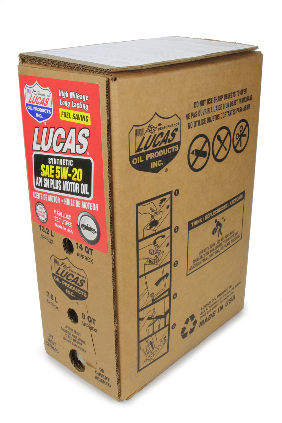 Lucas Oil Synthetic SAE 5W20 Oil 6 Gallon Bag In Box LUC18004