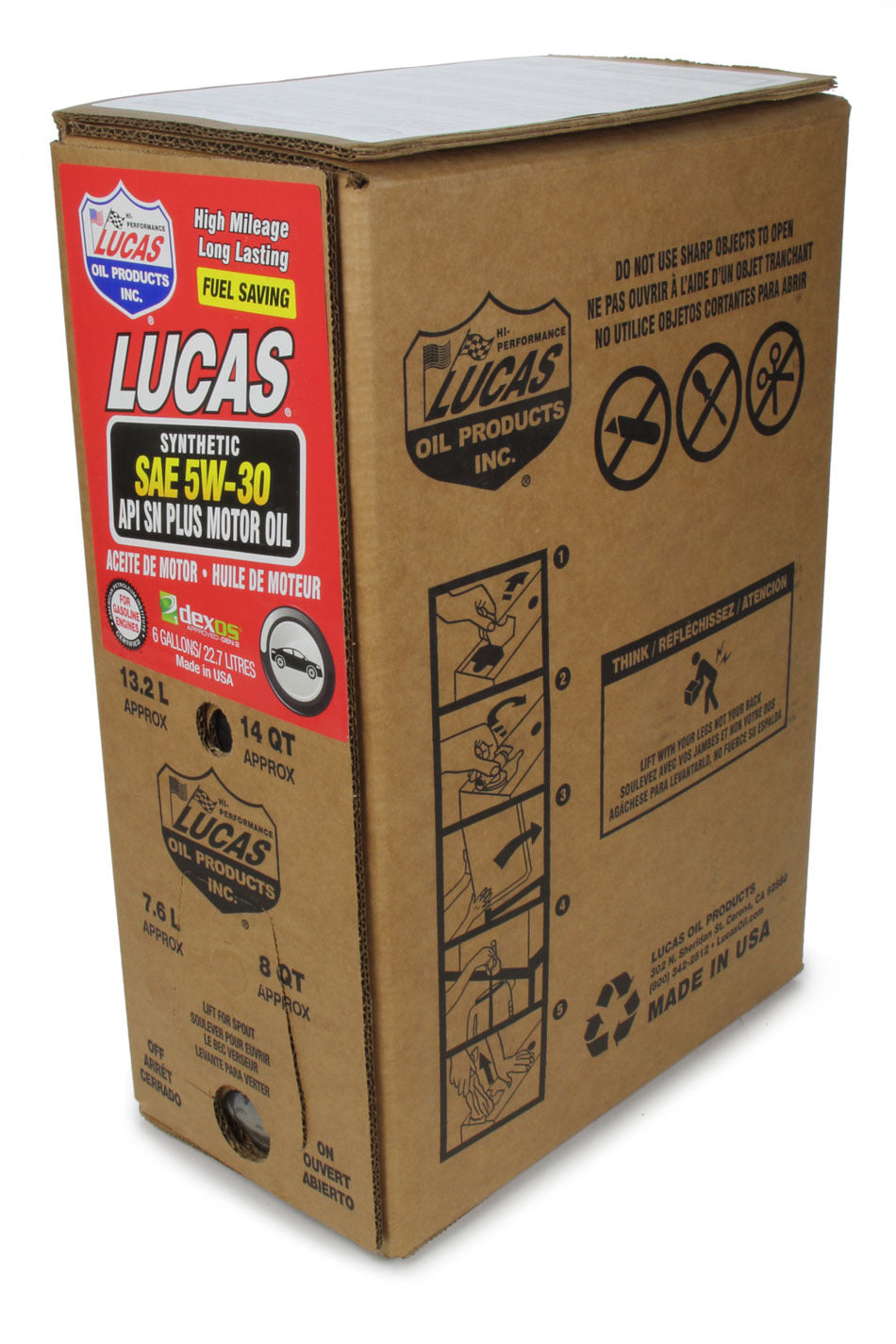 Lucas Oil Synthetic SAE 5W30 Oil 6 Gallon Bag In Box Dexos LUC18005